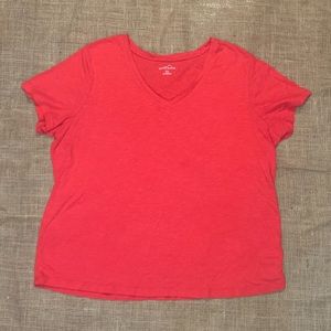 Eddie Bauer Red Women’s Favorite Short-Sleeve V-Neck T-Shirt, 2XL